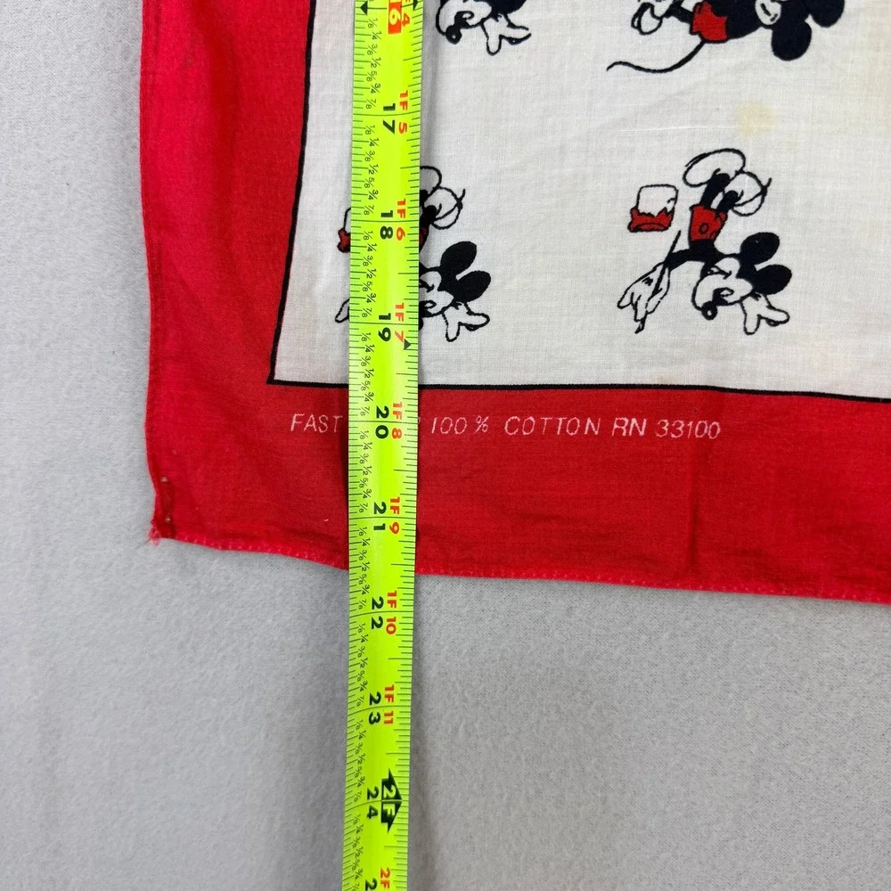 Vintage Walt Disney Productions Mickey Mouse Red White Cotton Bandana RN 33100
